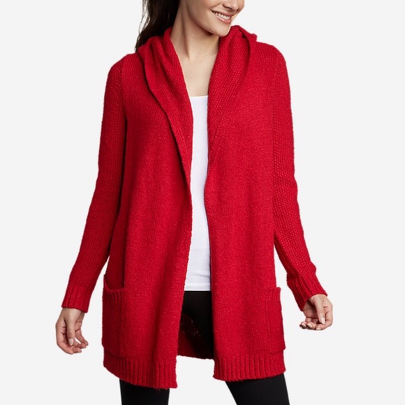 Eddie Bauer Sweaters - Eddie Bauer Red Sweater Cardigan w Hood
